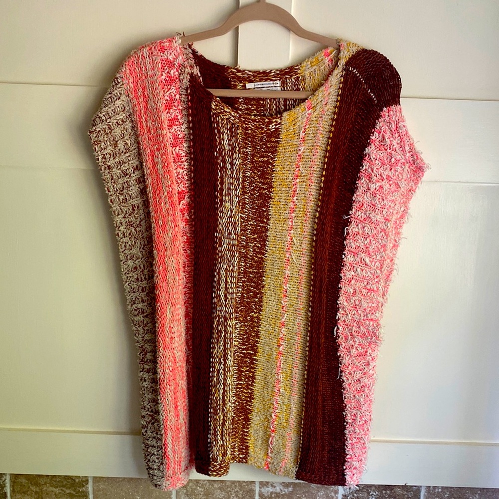 Anthropologie sweater vest multicolor stripe tunic style size small